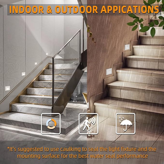 8 Pack Motion Sensor Stair Lights Indoor Outdoor, Dimmable Motion Activated - Image 5