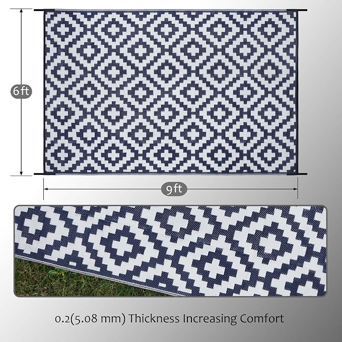 SAND MINE Reversible Mats, Plastic Straw Rug, Modern Area Rug, Large Floor Mat - Image 2
