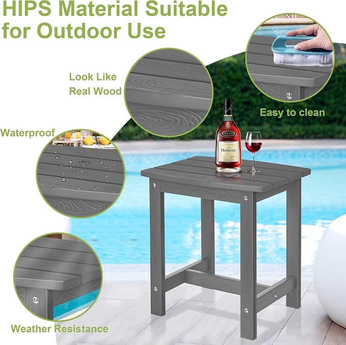 Y&M Outdoor Side Table, HIPS Adirondack Small Single Table, Waterproof Square - Image 4