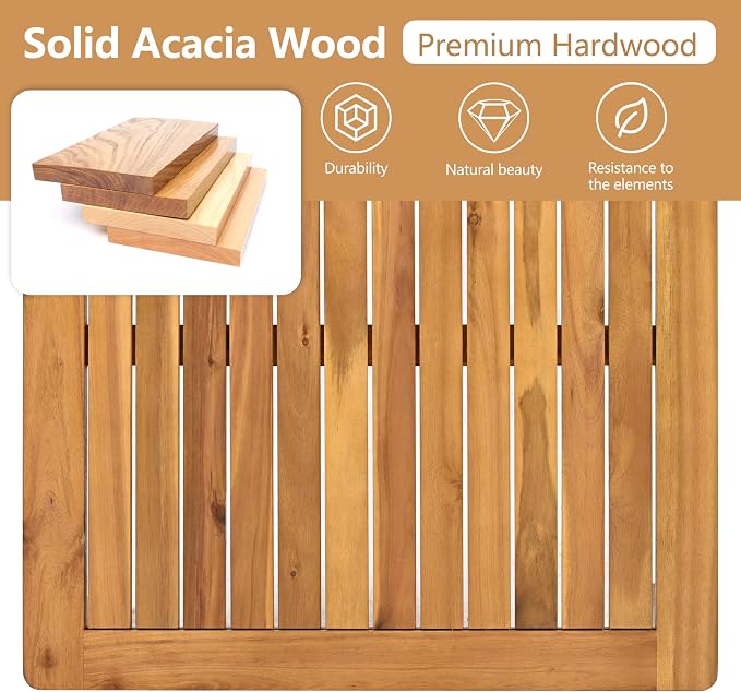 5-Piece Acacia Wood and Rope Patio Sofa Set, Outdoor Conversation Set - Image 4