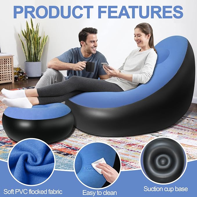 Inflatable Chair with Ottoman, Inflatable Couch - Image 4