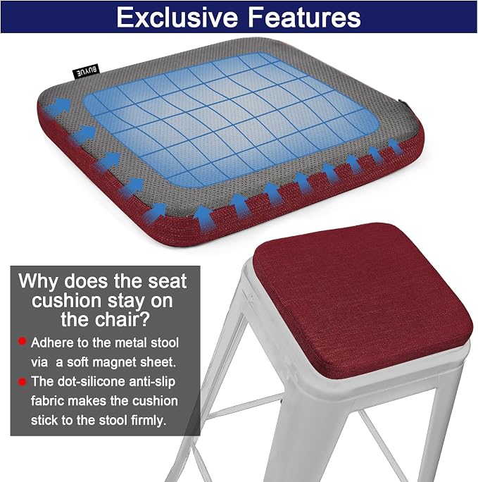 BUYUE Friendly Woven Fabric Magnetic Bar Stool Cushion 1 Piece, Enhanced - Image 6