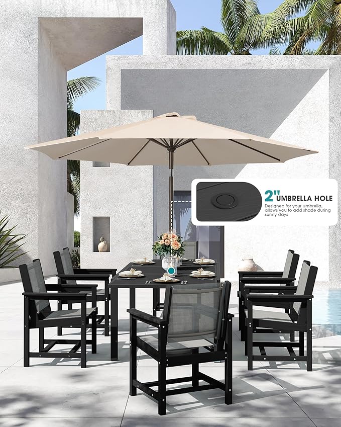 SERWALL 7-Piece Patio Dining Sets, All Weather HDPE Patio Furniture Set - Image 3