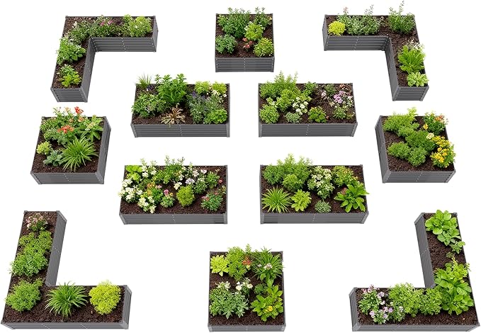 A ANLEOLIFE 12-Piece 18 Inch Tall Raised Garden Beds Kit, Square & Rectangular by AAnleolife