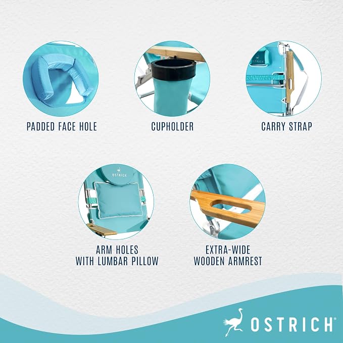 Ostrich the Deluxe 3N1 Lightweight Lawn Beach Reclining Lounge Chair - Image 4