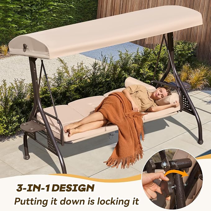3 in 1 Outdoor Porch Swing - Image 3
