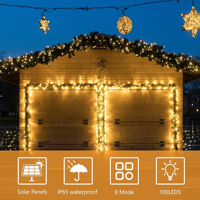 2 Pack-Solar String Lights, 78Ft 200 LED Solar Lights Outdoor - Image 3