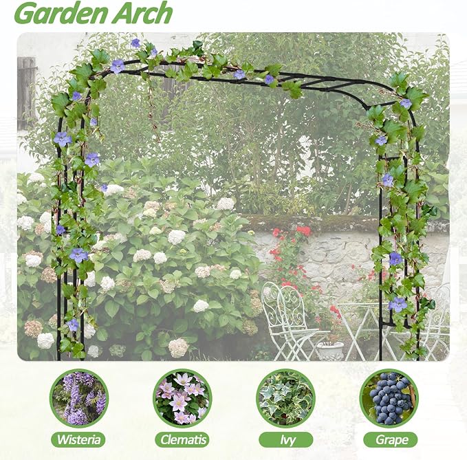Garden Arch Trellis-141.7"*94.5", Plastic-Coated Rust-Proof Arbor Trellis - Image 6