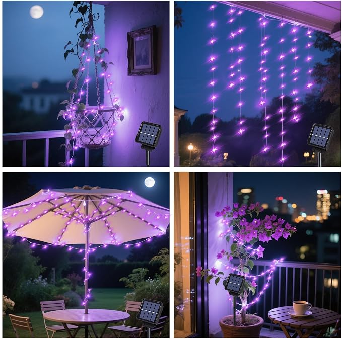 ZNYCYE Solar Waterfall Fairy Bunch Lights Outdoor Waterproof 200LEDs 8 Modes - Image 6