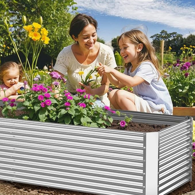 2 Pack Tall 8x4FT Corrugated Galvanized Steel Raised Garden Bed Outdoor - Image 2