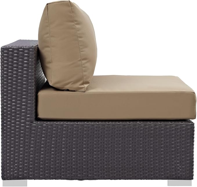 Modway Convene Wicker Rattan Outdoor Patio Sectional Sofa Armless Chair in - Image 3