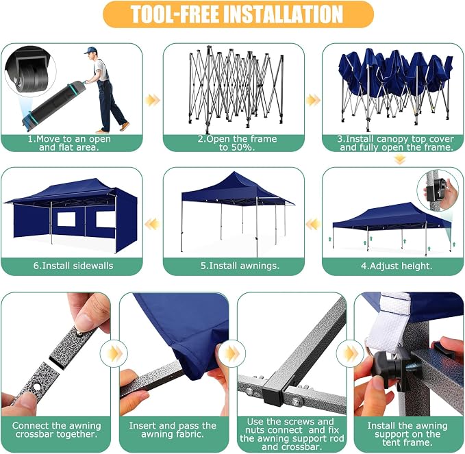 COBIZI 10x20 Pop Up Canopy Tent - Image 8