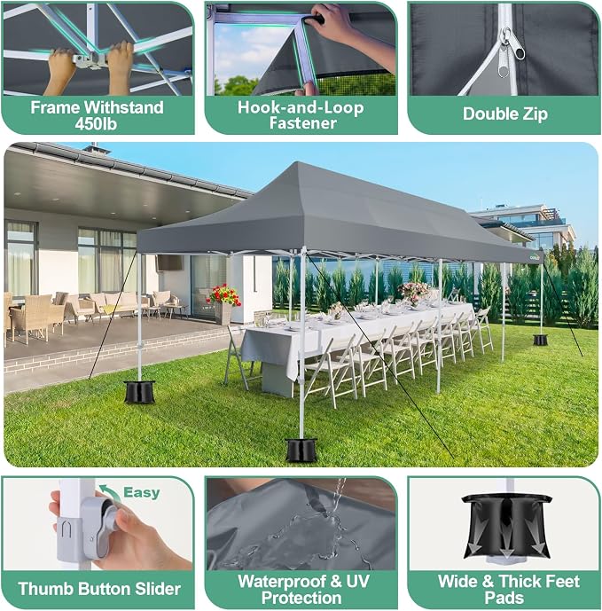 COBIZI 10x30 Canopy Tent, Heavy Duty Pop up Canopy - Image 3
