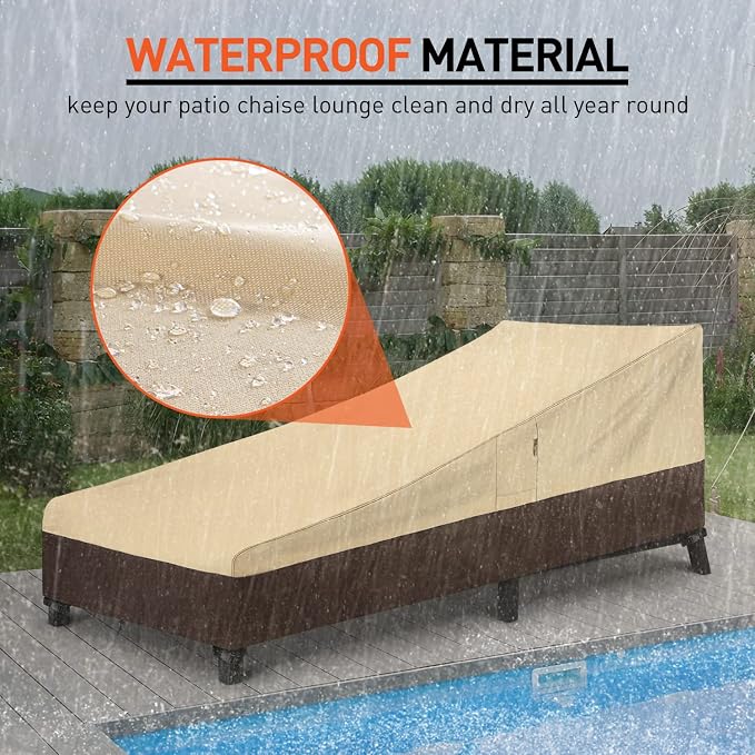 Arcedo Waterproof Outside Lounge Chair Covers 2 Pack, Heavy Duty Patio Chaise - Image 3