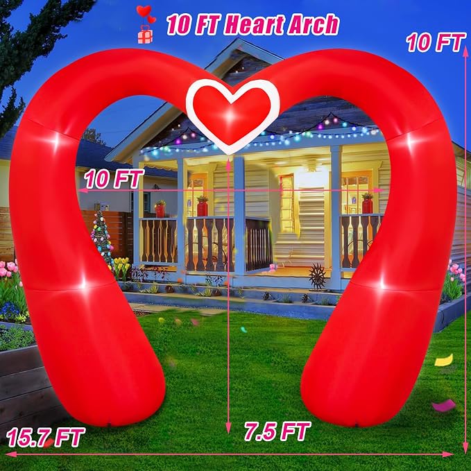 SEASONBLOW 10 FT Valentine's Day Inflatable Archway Decorations, LED Light Up - Image 6