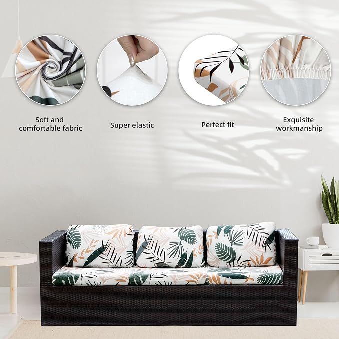 8Pcs Stretch Patio Cushion Covers, Outdoor Couch Covers Replacement, Outdoor - Image 3