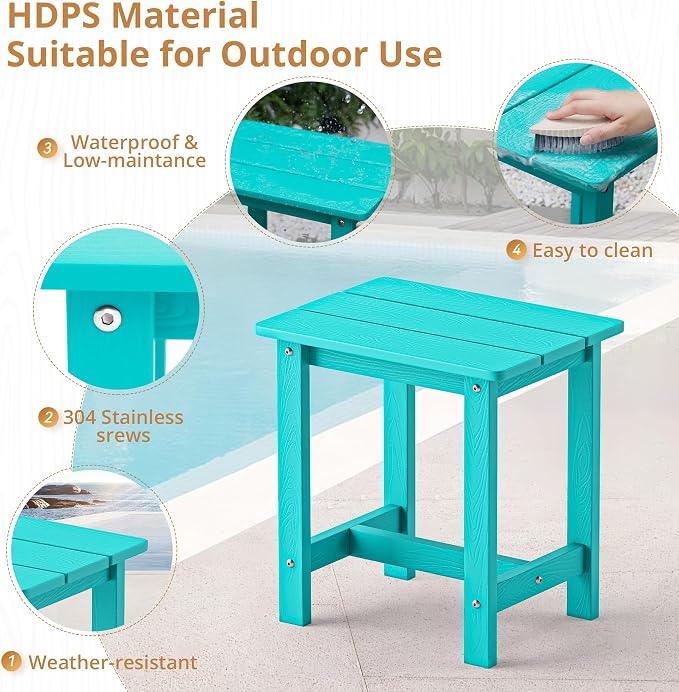 LUE BONA Outdoor Side Table, HDPS Small Outdoor Table, Adirondack Side Table - Image 6