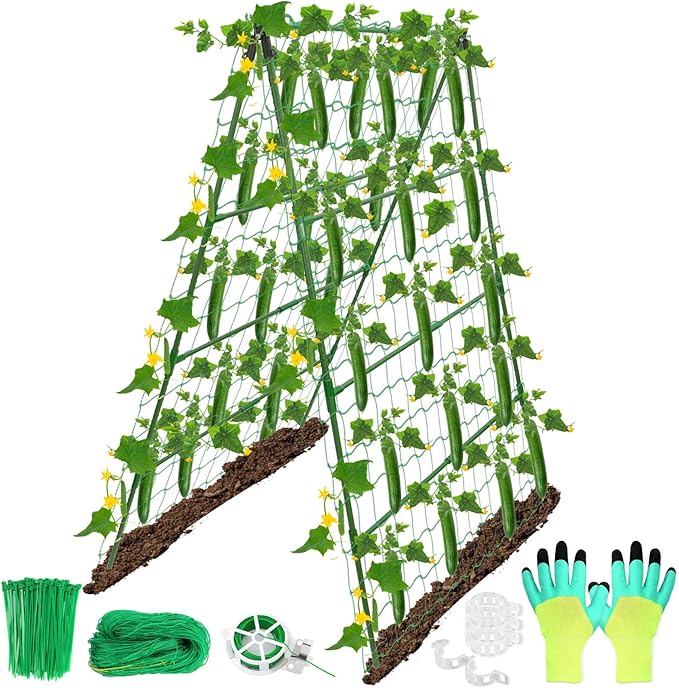32 x 53 Inch Cucumber Trellis for Climbing Plants Outdoor A-Frame Garden by LifeisLuck