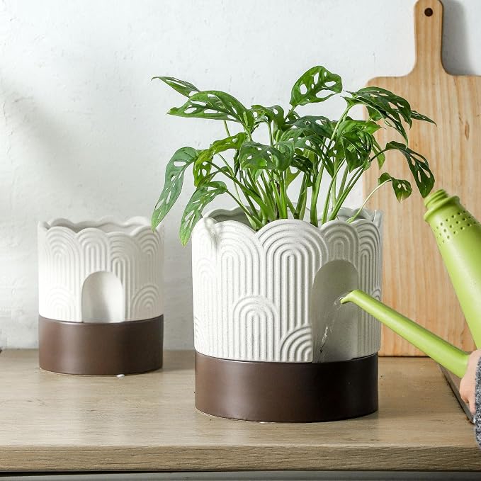 Nihow Self Watering Plant Pot: 8 Inch Ceramic Planter - Image 6