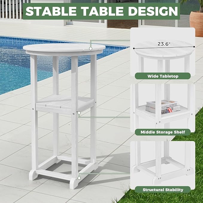 Outdoor Bistro Bar Set, Patio High Top Table and Bar Height Tall Adirondack - Image 6