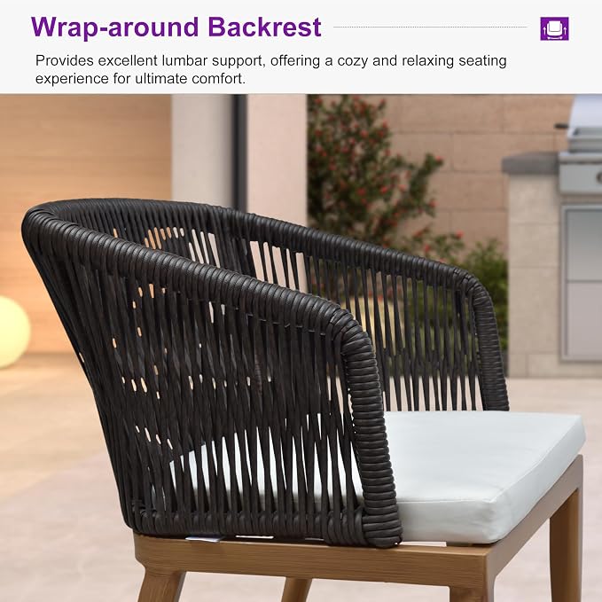 PURPLE LEAF Patio Dining Set 9 Pieces Furniture Set Aluminum Rattan Wicker - Image 3