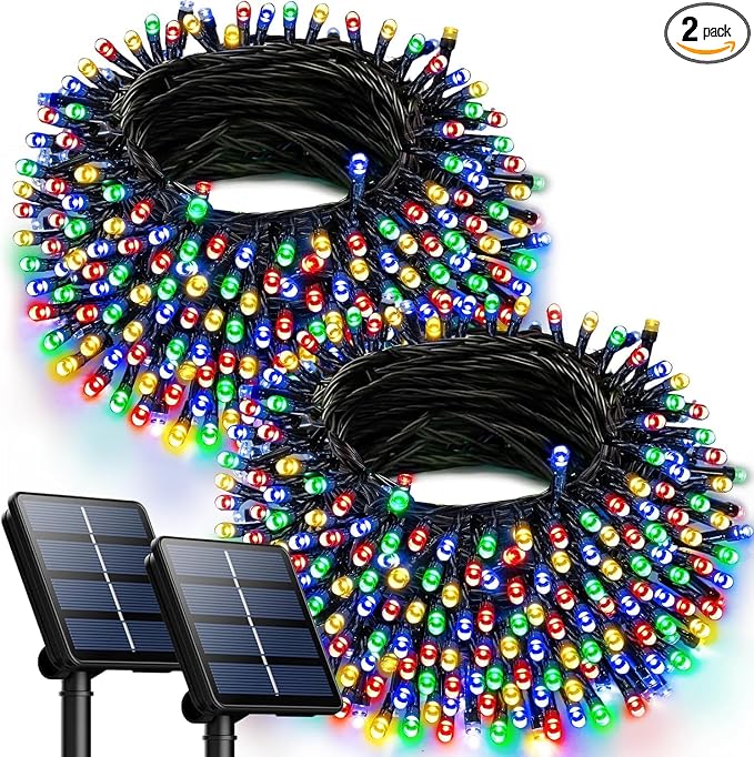 OZS 2PK 240LED Multicolor Solar Christmas Lights Outdoor Waterproof, String by OZS