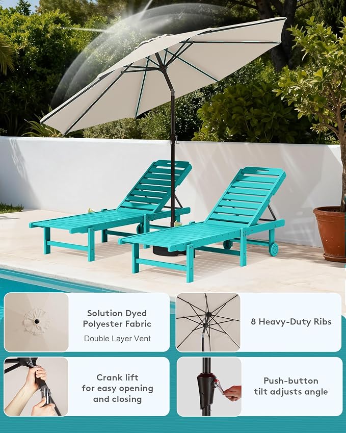 SERWALL Outdoor Chaise Lounge Set of 2 - Image 3