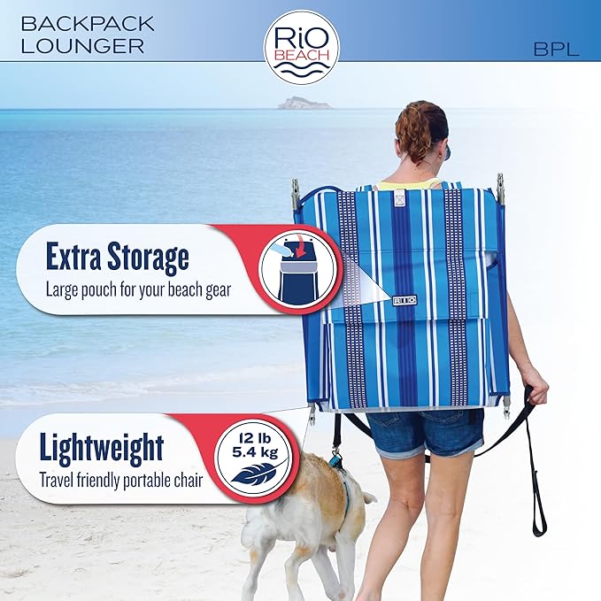 Rio Beach Portable Lay Flat Folding Backpack Beach Lounge Chair - Image 7