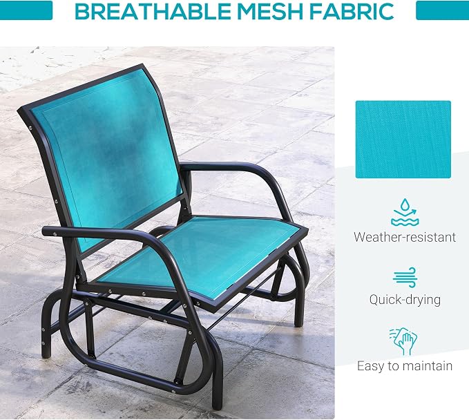 Outsunny Porch Glider, Metal Frame Swing Glider Chair - Image 5