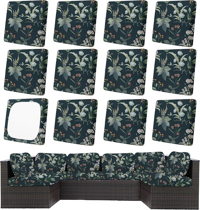 12Pcs Patio Cushion Covers, Outdoor Cushions Covers, Stretch Cushion Covers by Unknown