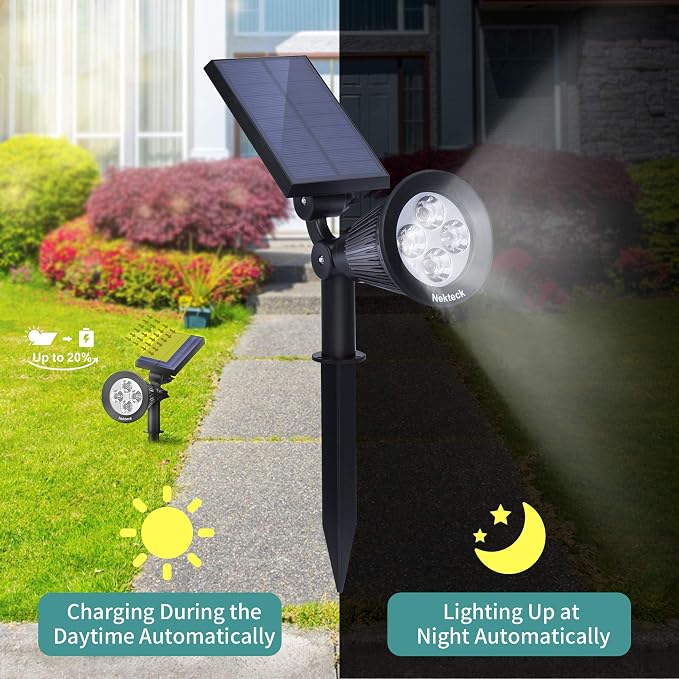 Nekteck Solar Lights, 2-in-1 Solar Spot Lights Outdoor, Waterproof Solar - Image 2