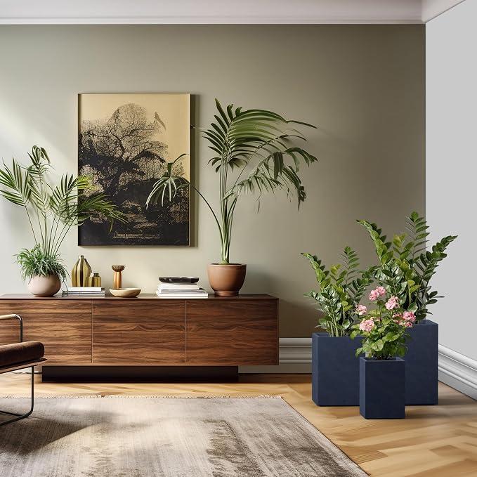 Kante 18.5", 12.6" H Tall Rectangular Concrete Planters Set of 3, Outdoor - Image 5