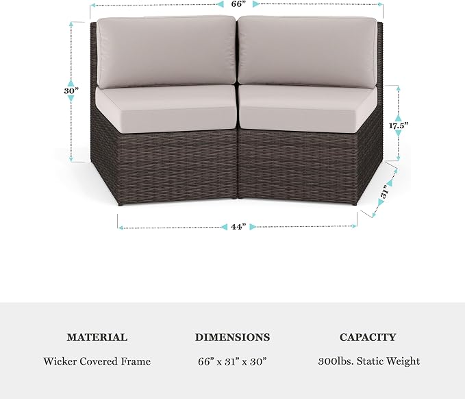 Martha Stewart Bedford Indoor-Outdoor Modular Patio Curved Sectional Sofa Seats - Image 3