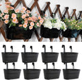 8 Pack Metal Hanging Planter for Outdoor Plants, 10 Inch Black Fence Planters by JOYFERNAL