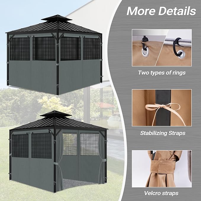 Gazebo Privacy Curtain 10'x12', Replacement Curtains - Image 3