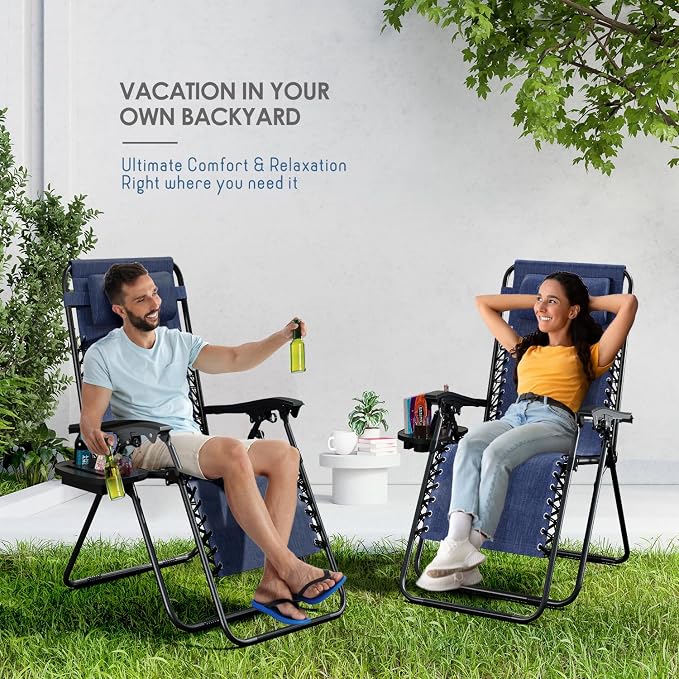 Nestl Zero Gravity Chairs Set of 2, Patio Lounge Chair Outdoor - Image 9
