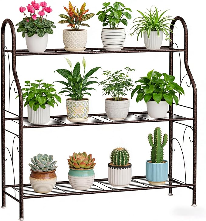 SORCEDAS Plant Stand Indoor Outdoor Plant Shelf 3 Tier Metal Corner Flower by SpecialYourHome