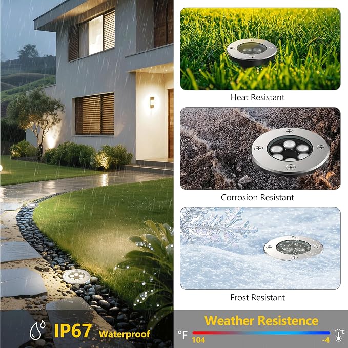 JESLED Landscape Lighting 6W LED Well Lights, 12V 24V Ground Lights 6000K - Image 6