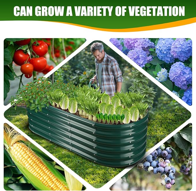 17" Tall Elevated Oval Metal Raised Garden Bed - 5ft x 2ft in Size and 0.8MM - Image 5