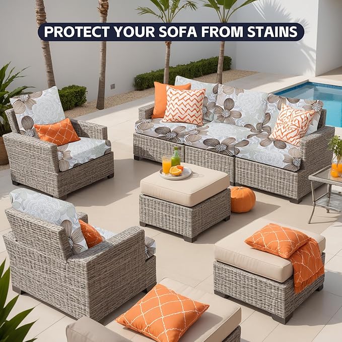 8Pcs Patio Cushion Covers, Outdoor Cushions Covers, Stretch Cushion Covers - Image 4
