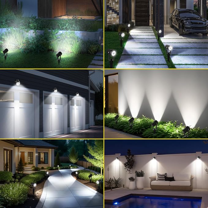 T-SUN 2W Solar Spotlights, LED Solar Powered Landscape Lights Outdoor - Image 2