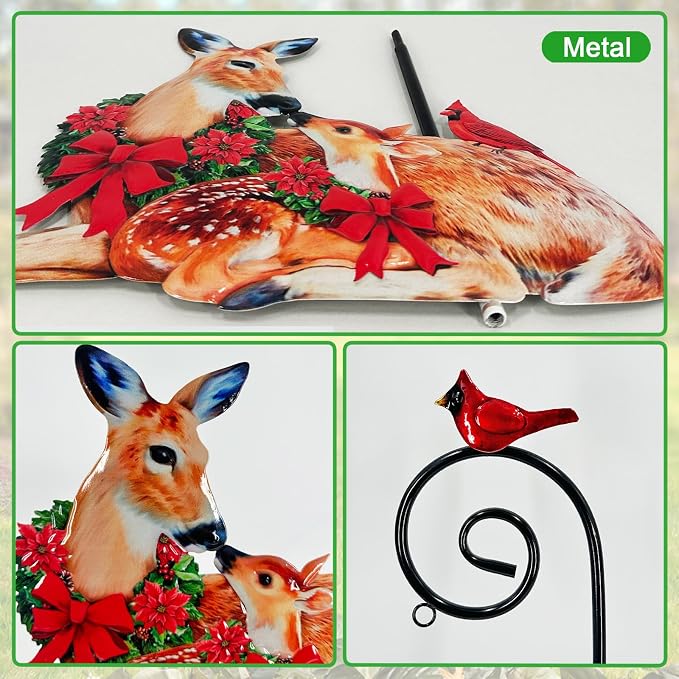 Deer Metal Garden Stake with Solar Lantern, Christmas Decorations Outdoor - Image 7