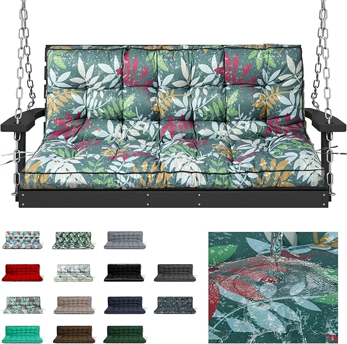 Waterproof Porch Swing Cushion Replacement, Thick 4" 2–3 Seat Outdoor Swing by RUFXIEZW