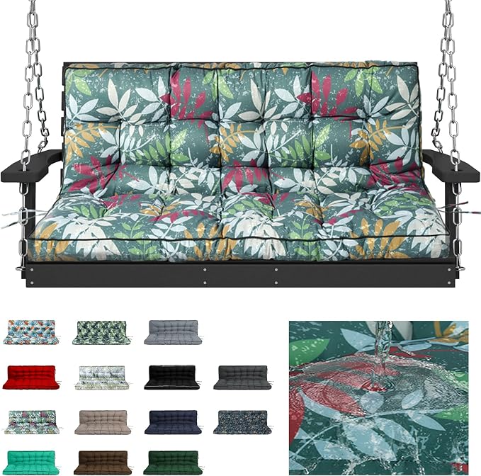Waterproof Porch Swing Cushion Replacement, Thick 4" 2–3 Seat Outdoor Swing by RUFXIEZW