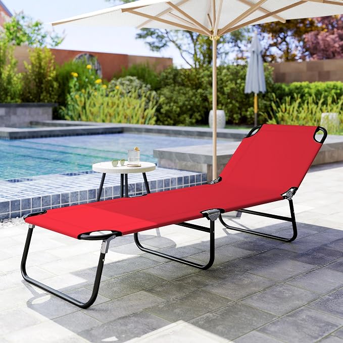 Outsunny Folding Chaise Lounge Pool Chairs, Outdoor Sun Tanning Chairs - Image 8