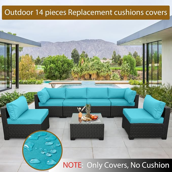 14 Piece Outdoor Patio Cushion Cover Replacement, Waterproof Patio Cushion - Image 5