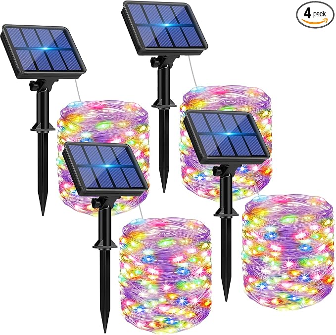 btfarm 4 Pack Solar String Lights Outdoor, Toltal 320LED 132FT Solar Fairy by btfarmdecorativelighting