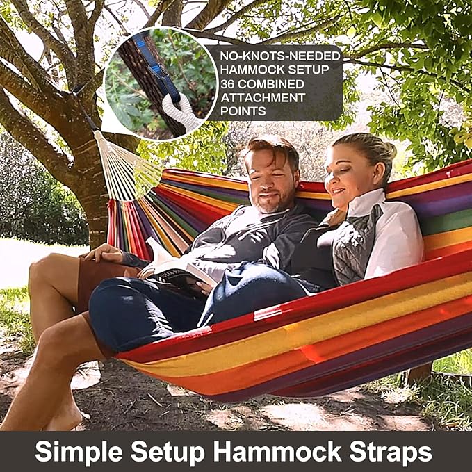 Brazilian Double Hammock with Tree Straps, Extra Large 94x63IN, 2 Persons - Image 4