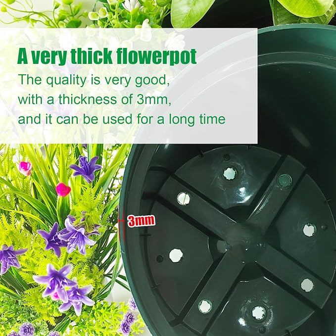 10 Pack Green Plastic Planter Pots, 10 Inch Thick - Image 4