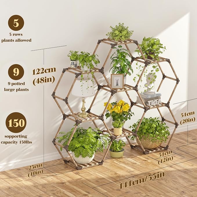 Tikea Hexagonal Plant Stand Indoor Plant Stand - Image 5